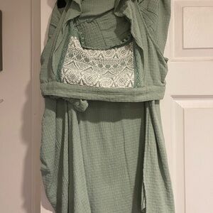 Free People Sage Dress with Lace Accent